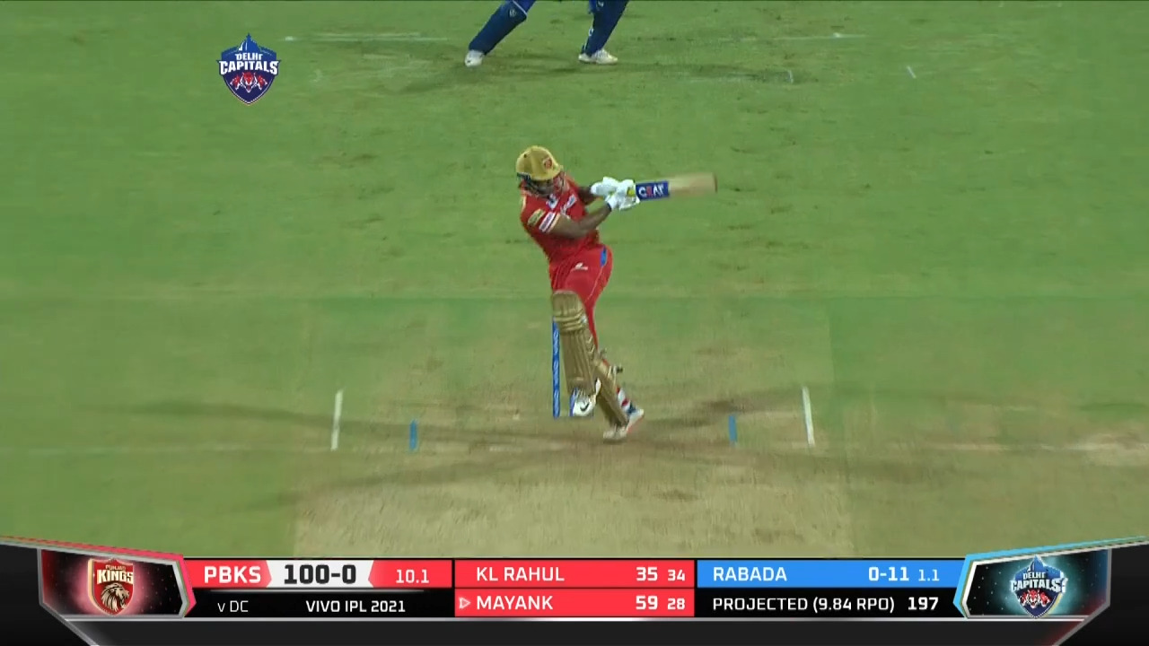M11: DC vs PBKS – Mayank Agarwal Six background