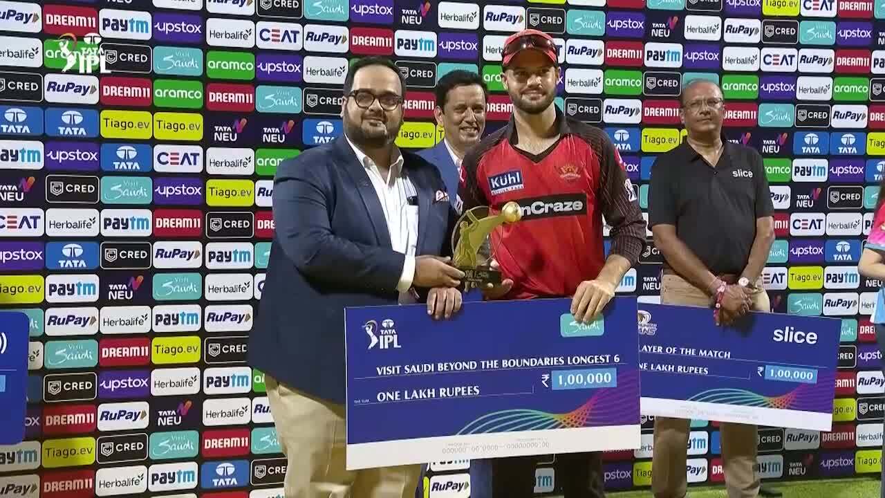 M69: MI vs SRH – Visit Saudi Beyond the Boundaries Longest 6 of the Match – Aiden Markram
