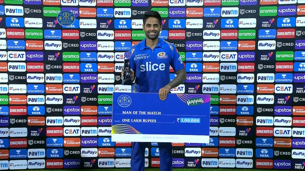 M44: RR vs MI – Man of the Match – Suryakumar Yadav