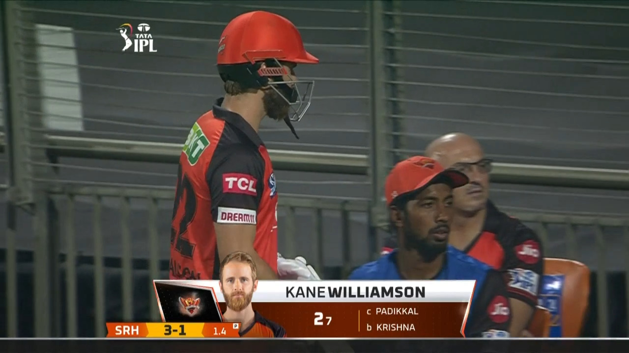 M05: SRH vs RR – Kane Williamson Wicket background