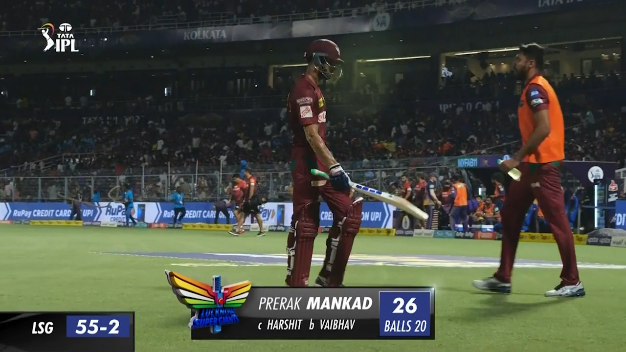 M68: KKR vs LSG – Prerak Mankad Wicket