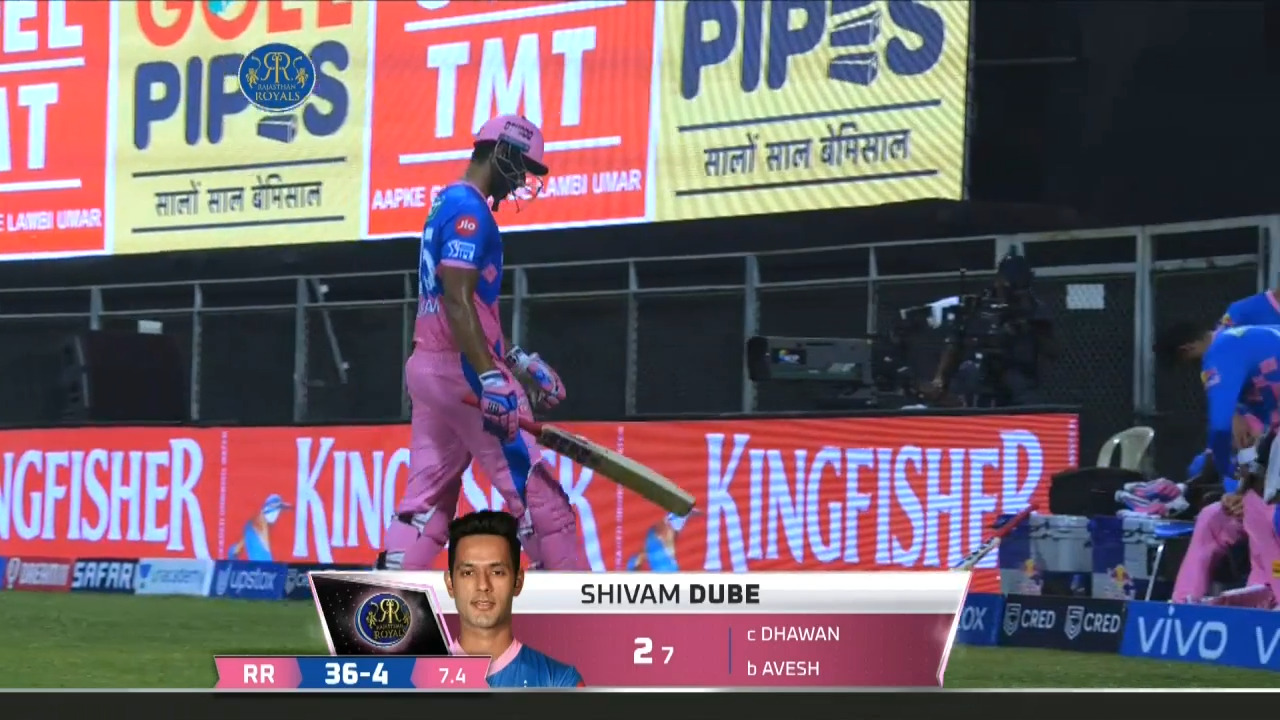 M07: RR vs DC – Shivam Dube Wicket