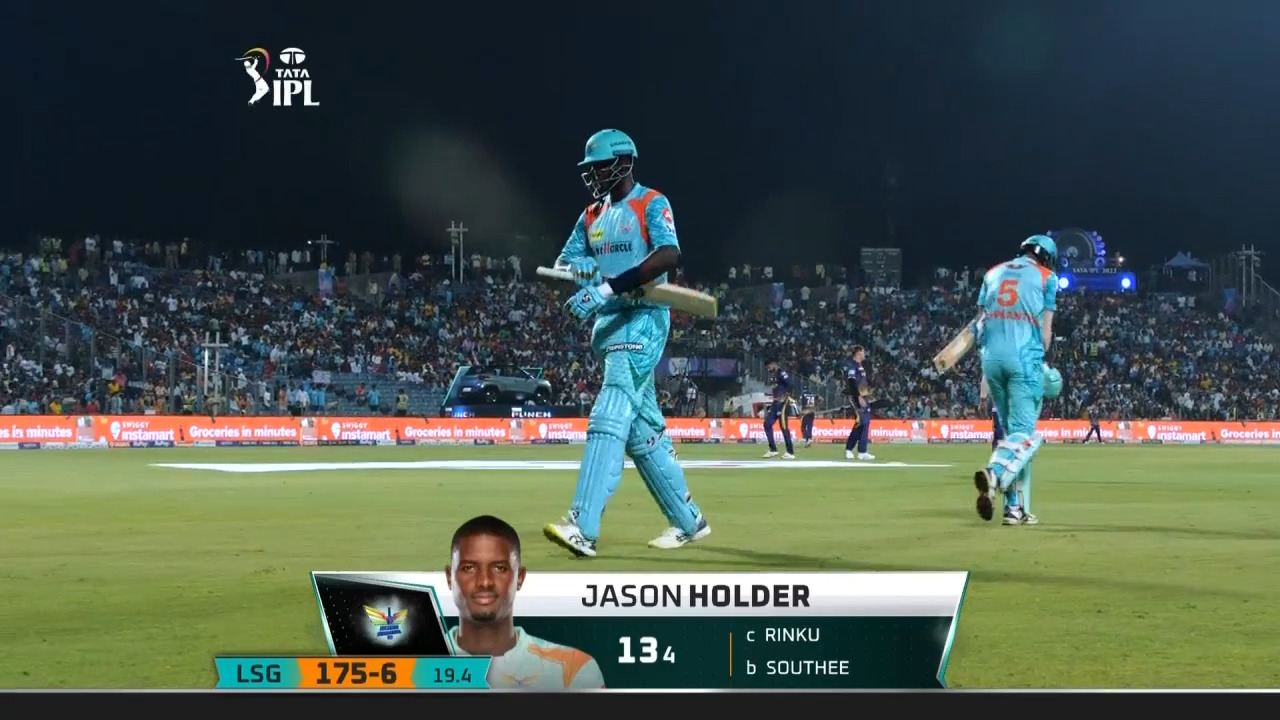 M53: LSG vs KKR – Jason Holder Wicket