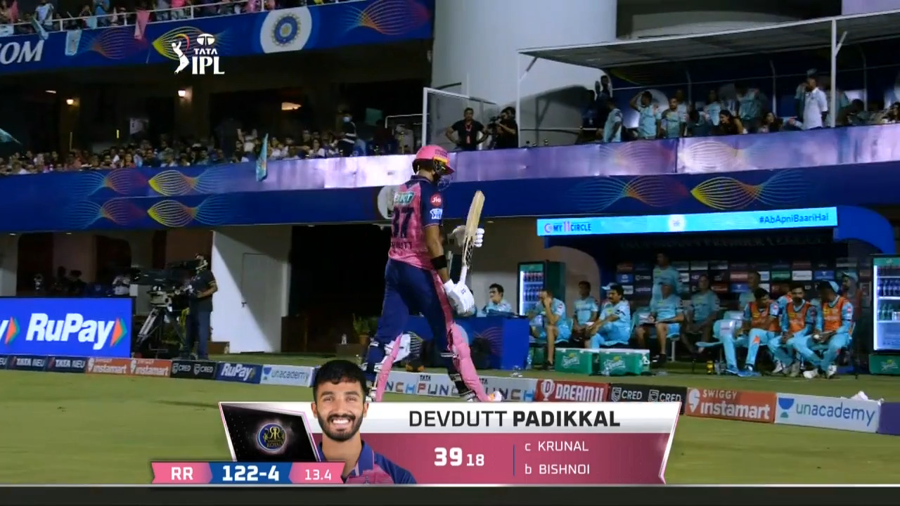 M63: LSG vs RR – Devdutt Padikkal Wicket