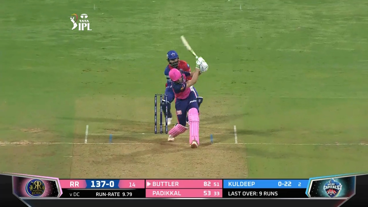M34: DC vs RR – Jos Buttler Six background