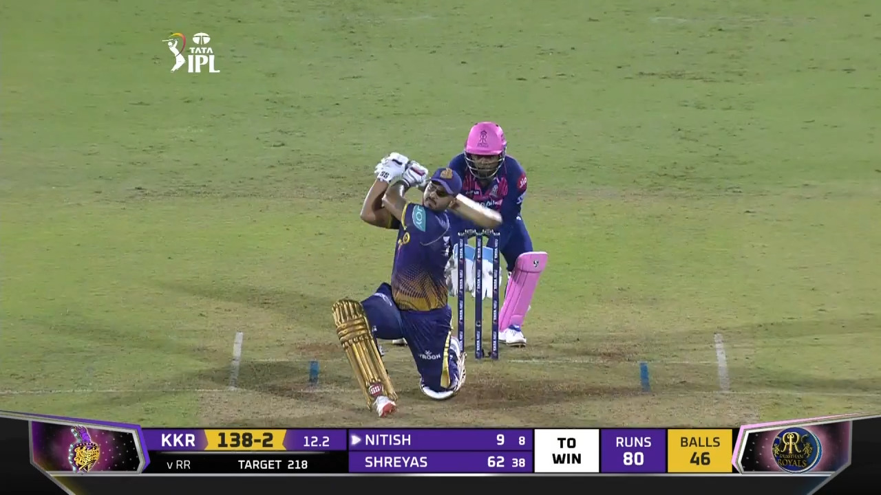 M30: RR vs KKR – Nitish Rana Six background