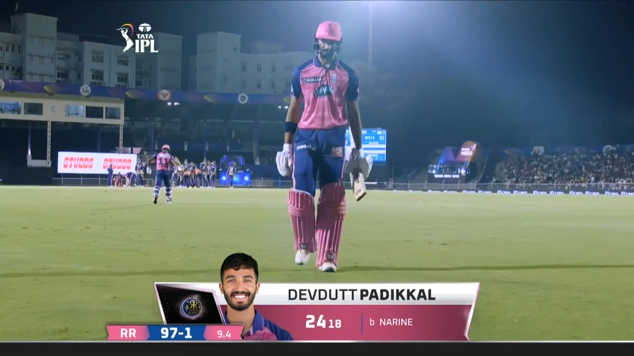 M30: RR vs KKR – Devdutt Padikkal Wicket