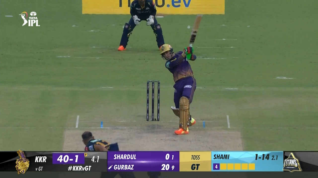 M39: KKR vs GT – Rahmanullah Gurbaz Six background