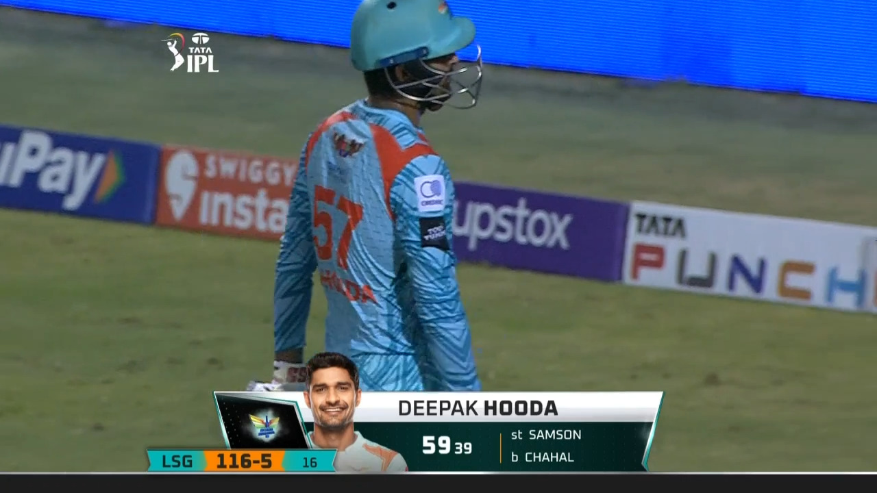 M63: LSG vs RR – Deepak Hooda Wicket