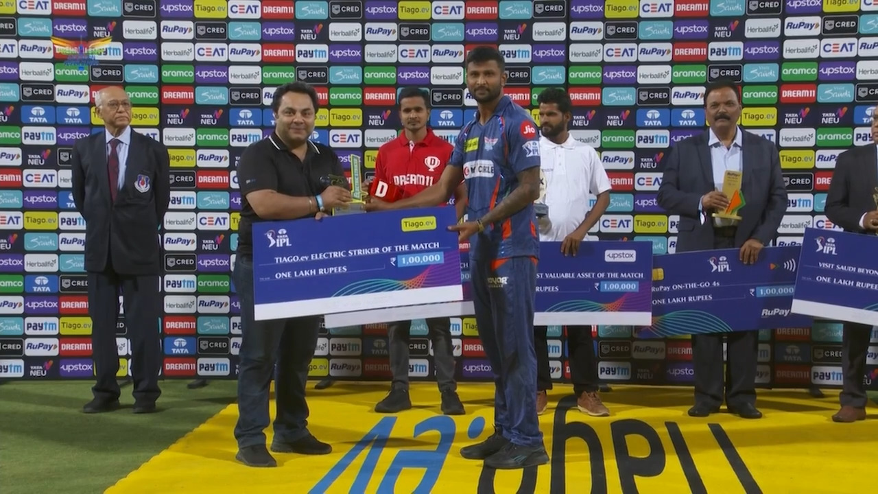 M43: LSG vs RCB – TIAGO.ev Electric Striker of the Match – Krishnappa Gowtham backdrop