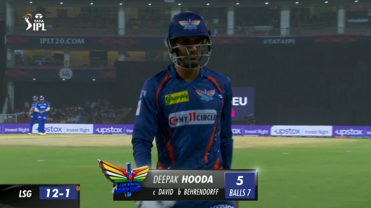 M63: LSG vs MI – Deepak Hooda Wicket background