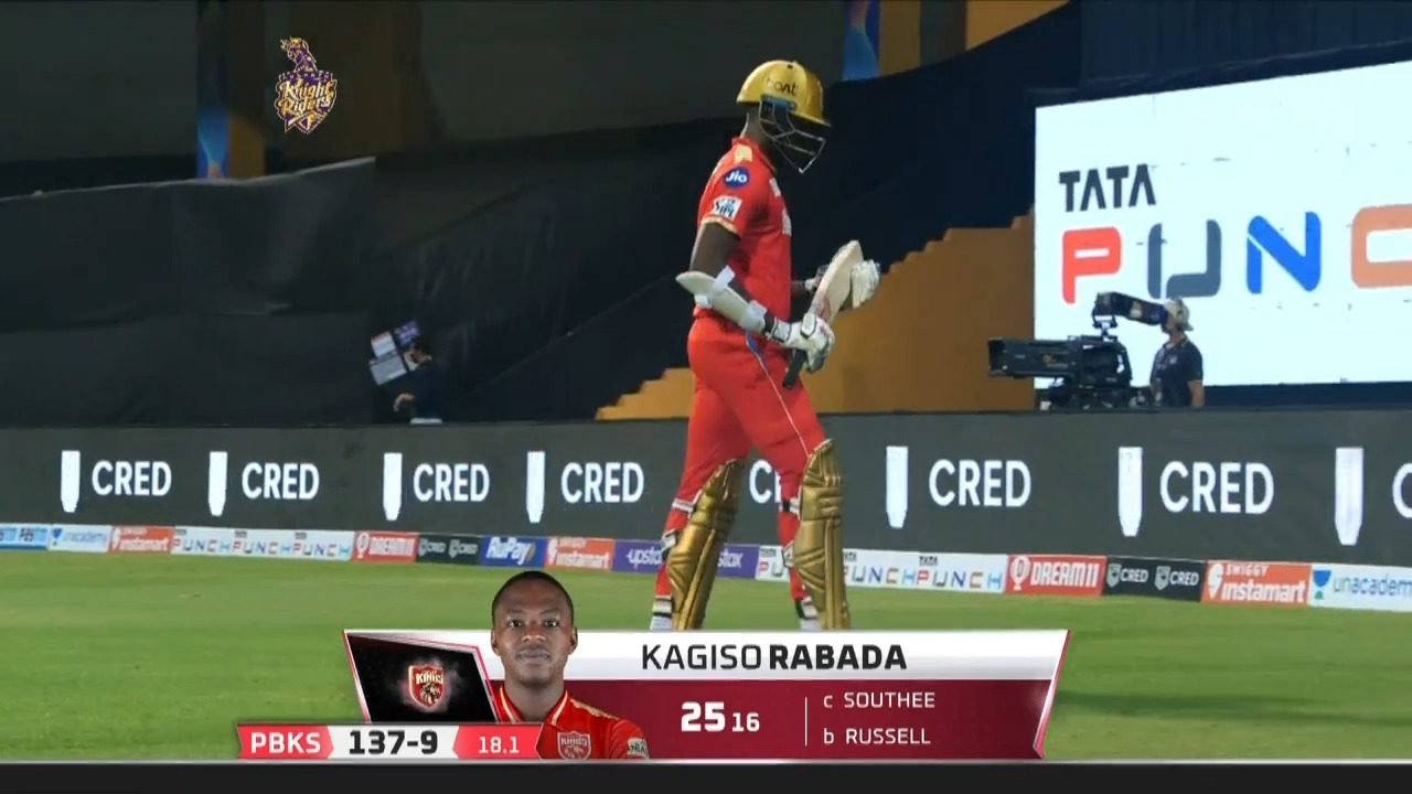 M08: KKR vs PBKS – Kagiso Rabada Wicket