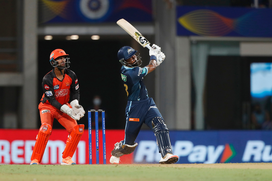 Hardik Pandya's 100th SIX in the IPL background