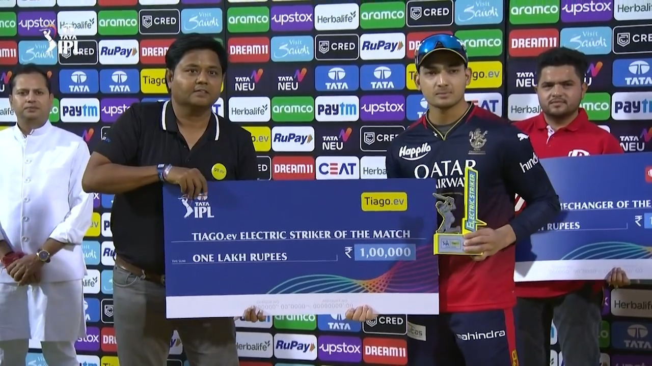 M60: RR vs RCB – TIAGO.ev Electric Striker of the Match – Anuj Rawat