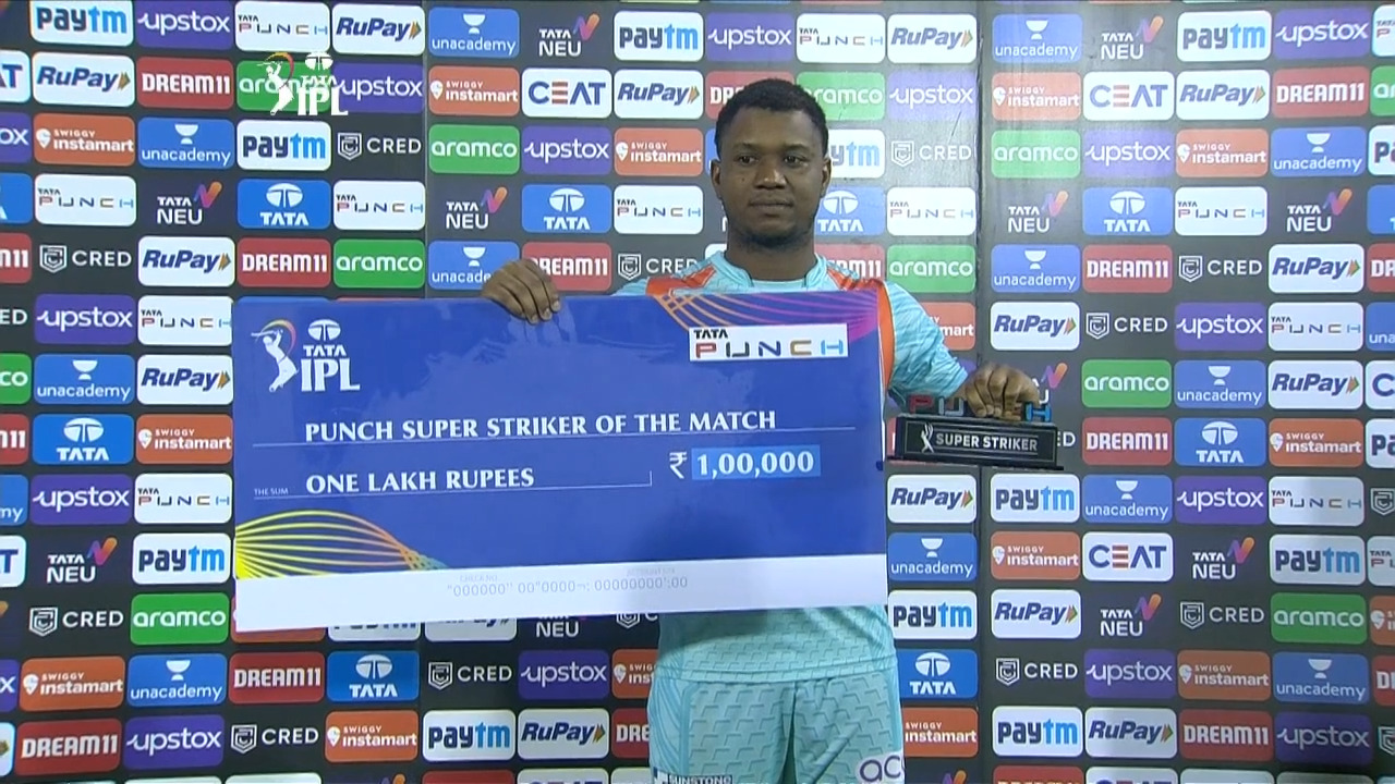 M07: LSG vs CSK – Punch Super Striker Of The Match –Evin Lewis background