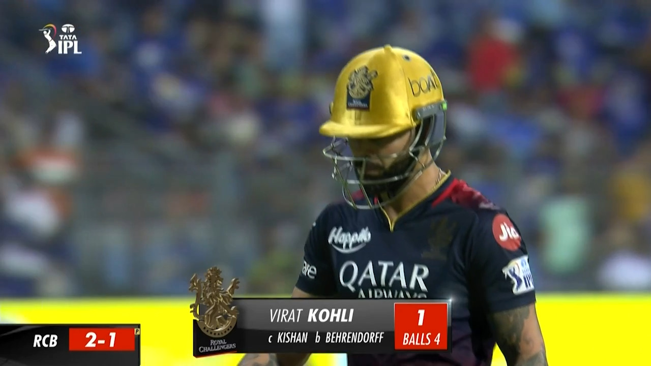 M54: MI vs RCB – Virat Kohli Wicket