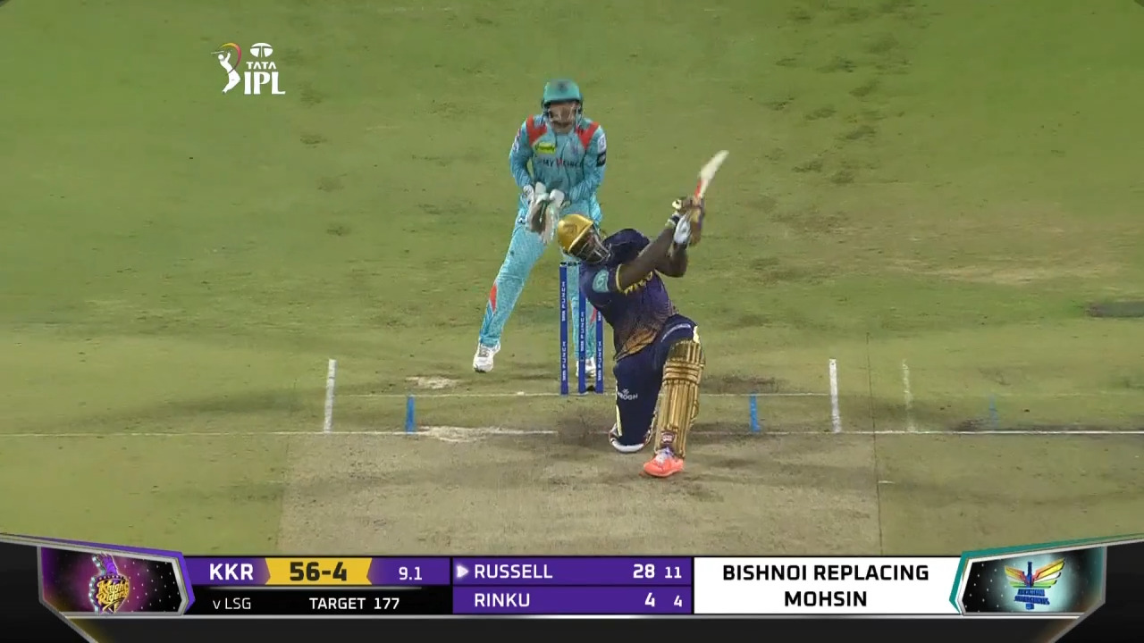 M53: LSG vs KKR – Andre Russell Six background