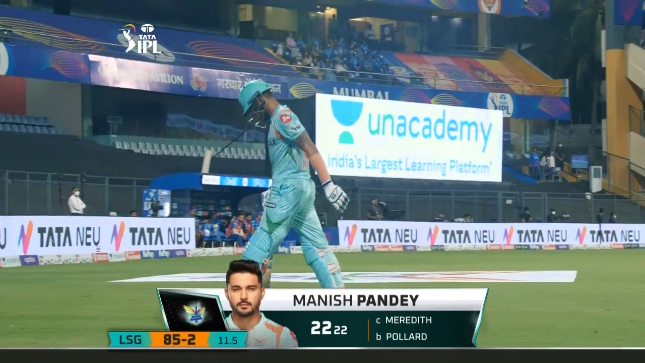 M37: LSG vs MI – Manish Pandey Wicket
