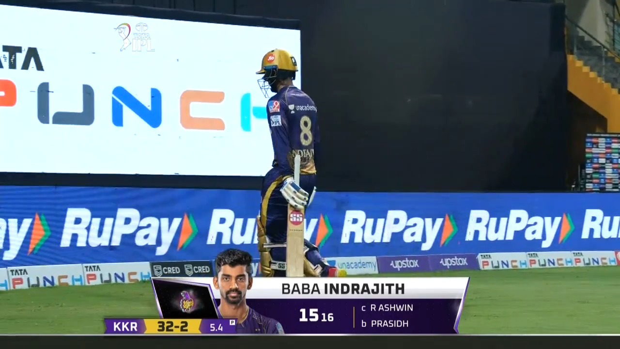 M47: KKR vs RR – B Indrajith Wicket