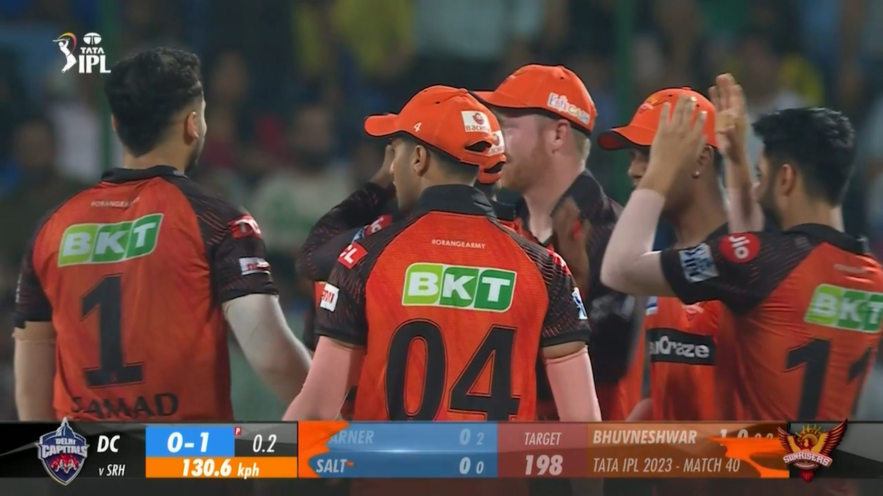 M40: DC vs SRH – Fall of Wickets