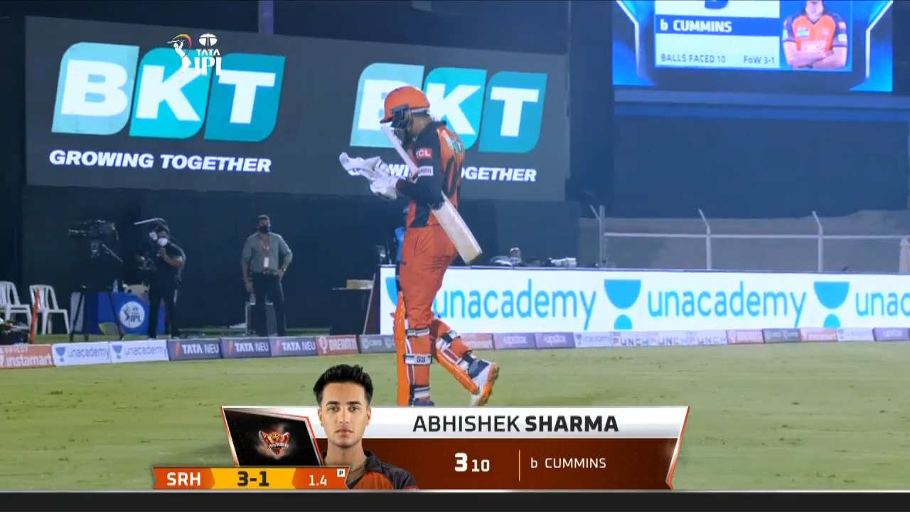 M25: SRH vs KKR – Abhishek Sharma Wicket