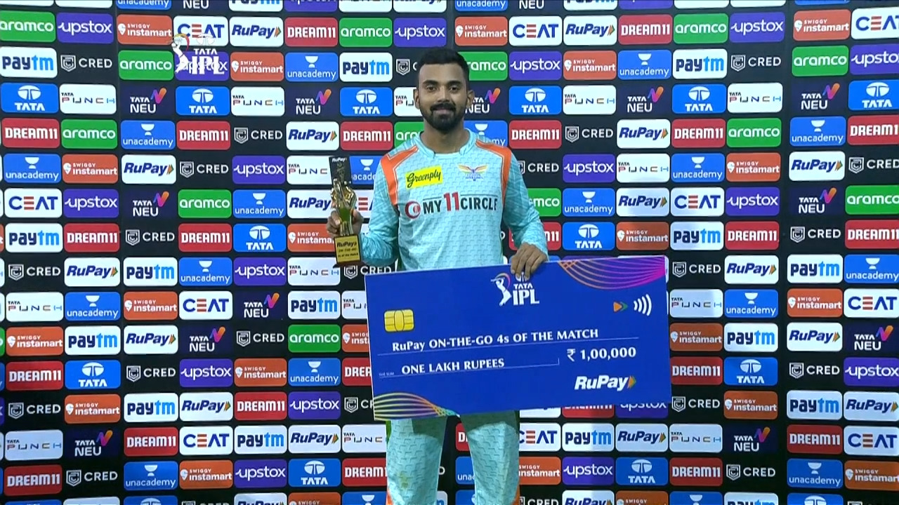 M12: SRH vs LSG – RuPay On-The-Go 4s of the Match – K L Rahul