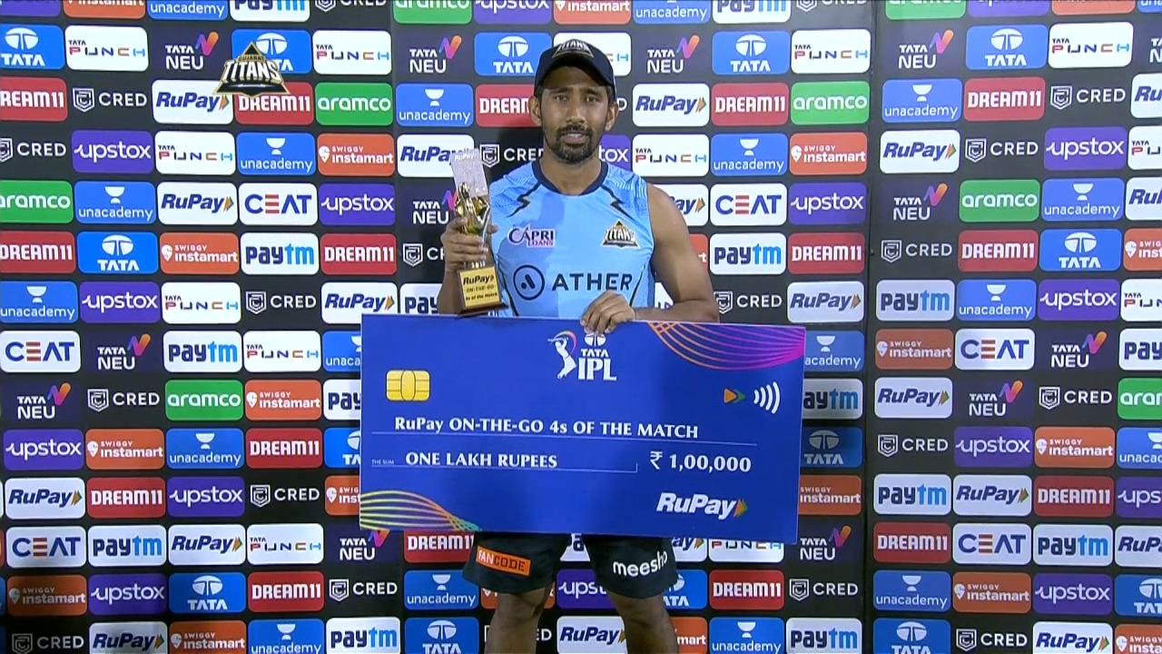 M51: GT vs MI – RuPay On-The-Go 4s of the Match – Wriddhiman Saha background