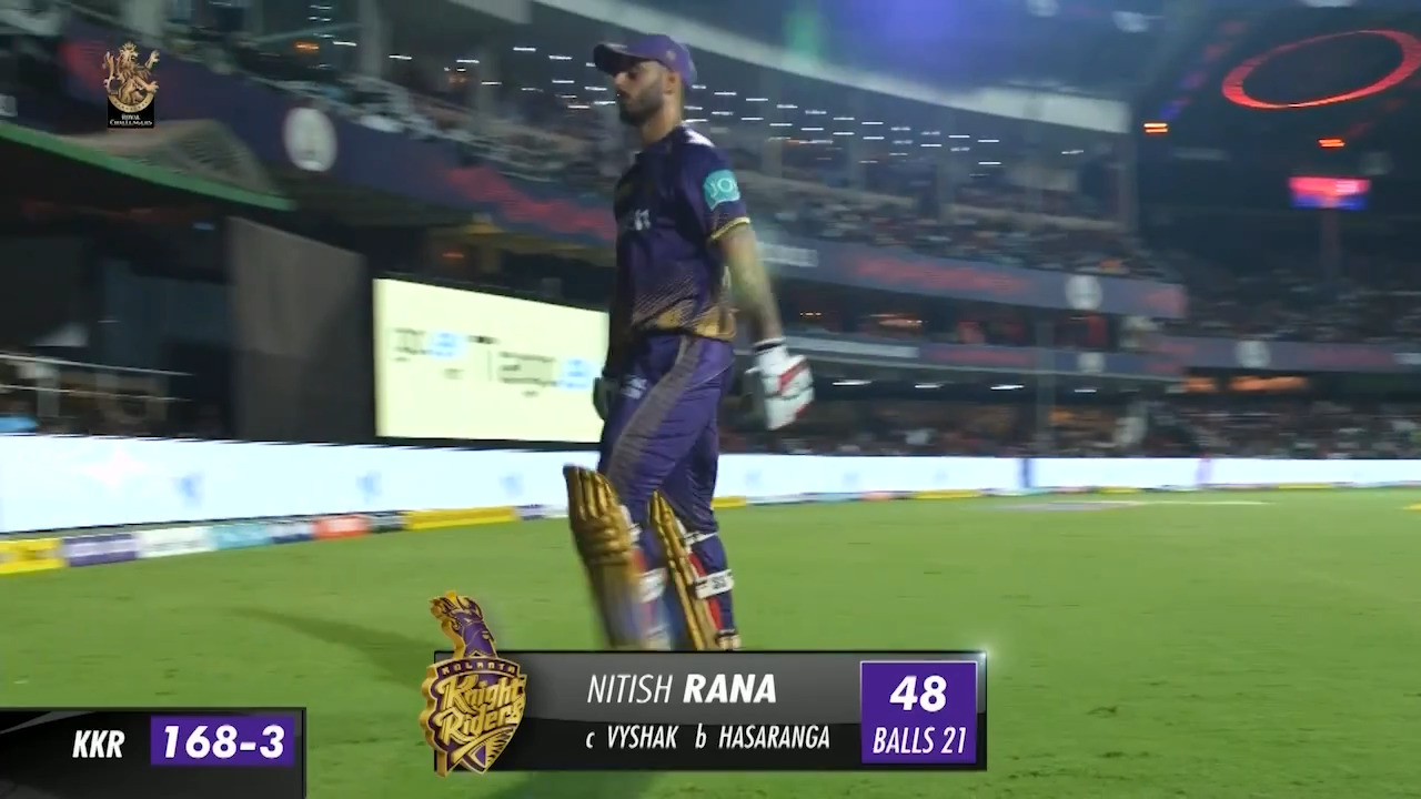 M36: RCB vs KKR – Nitish Rana Wicket background