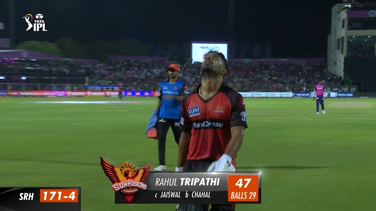 M52: RR vs SRH – Rahul Tripathi Wicket background