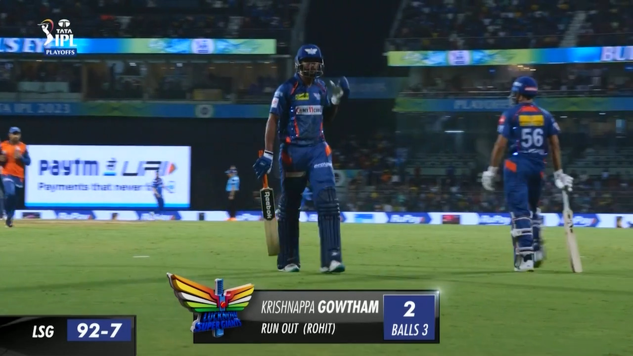 Eliminator: LSG vs MI – Krishnappa Gowtham Wicket