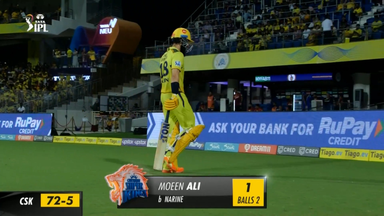 M61: CSK vs KKR – Moeen Ali Wicket background