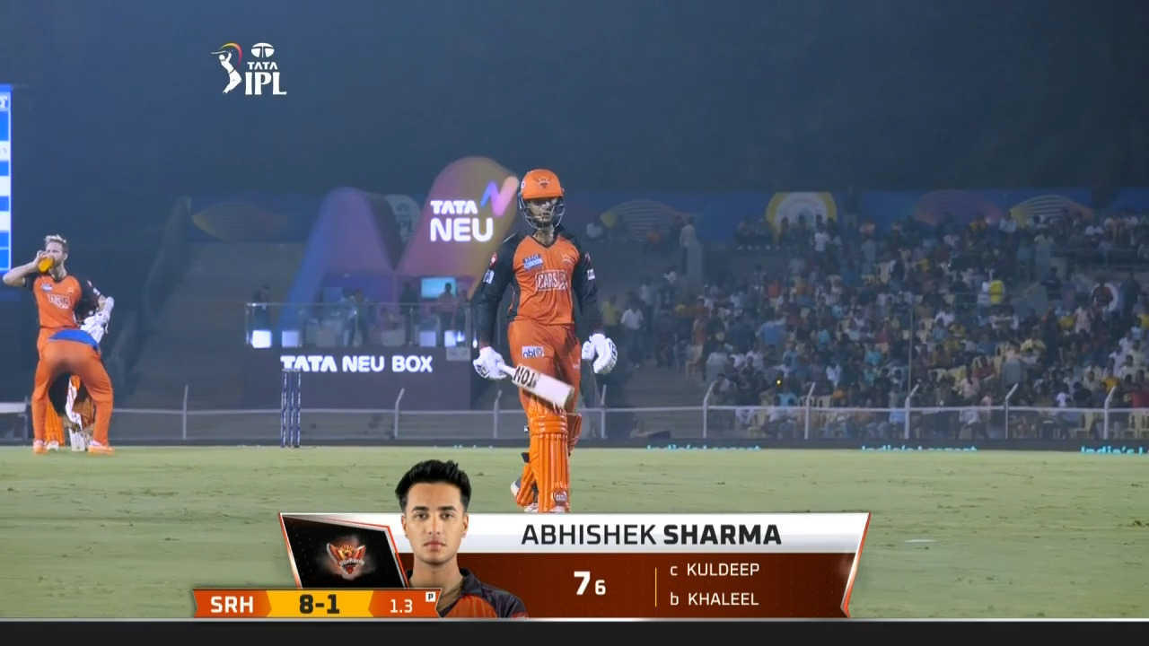 M50: DC vs SRH – Abhishek Sharma Wicket