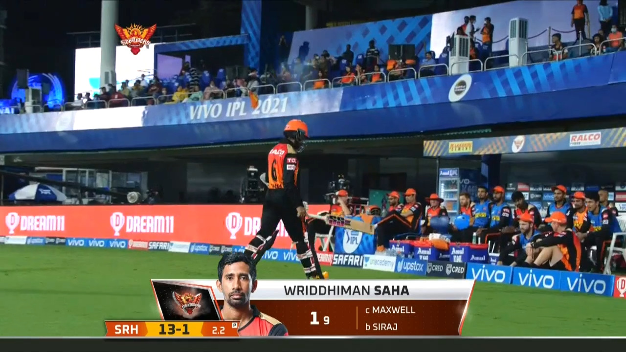 M06: SRH vs RCB – Wriddhiman Saha Wicket background