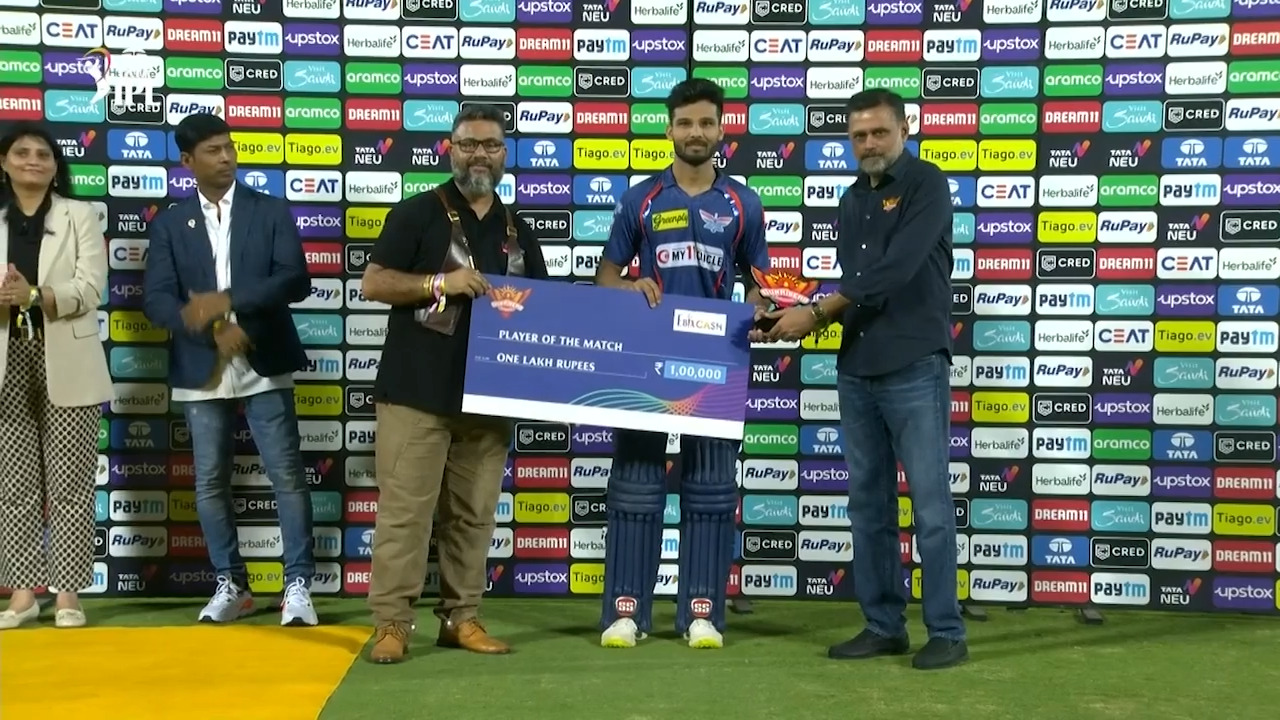 M58: SRH vs LSG – Man of the Match – Prerak Mankad background