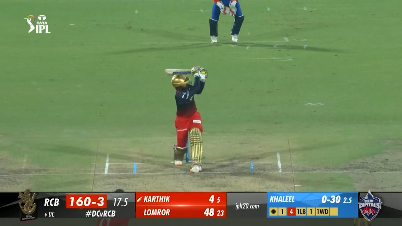M50: DC vs RCB – Dinesh Karthik Six background