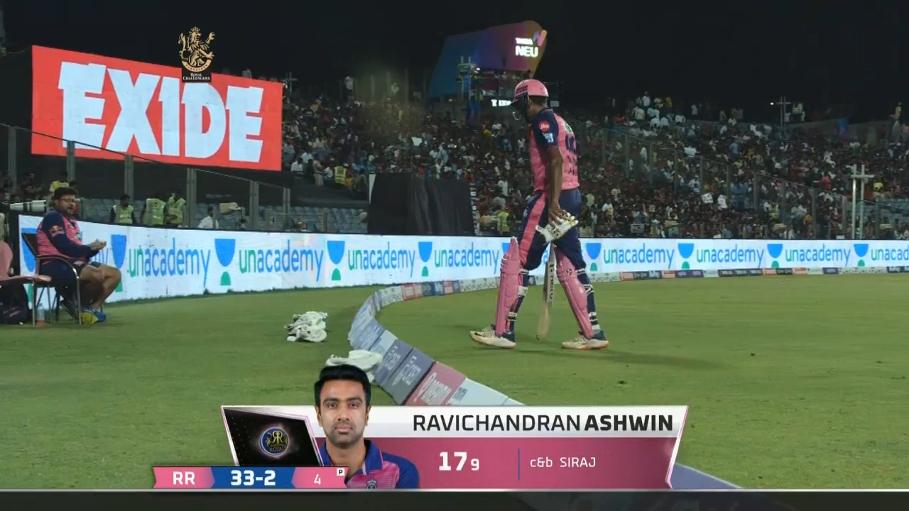 M39: RCB vs RR – Ravichandran Ashwin Wicket