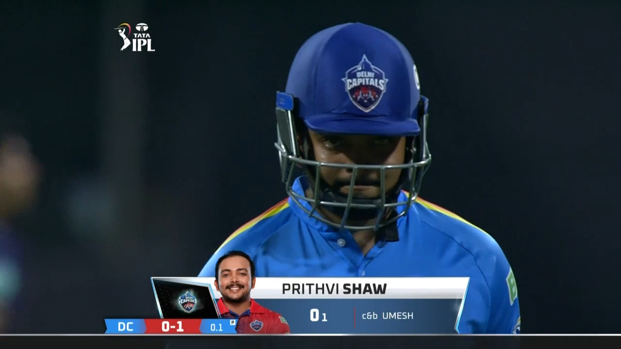 M41: DC vs KKR – Prithvi Shaw Wicket