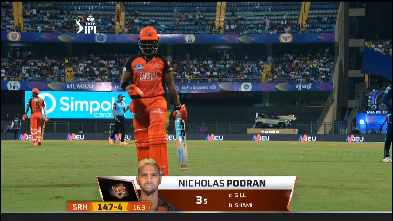 M40: GT vs SRH – Nicholas Pooran Wicket