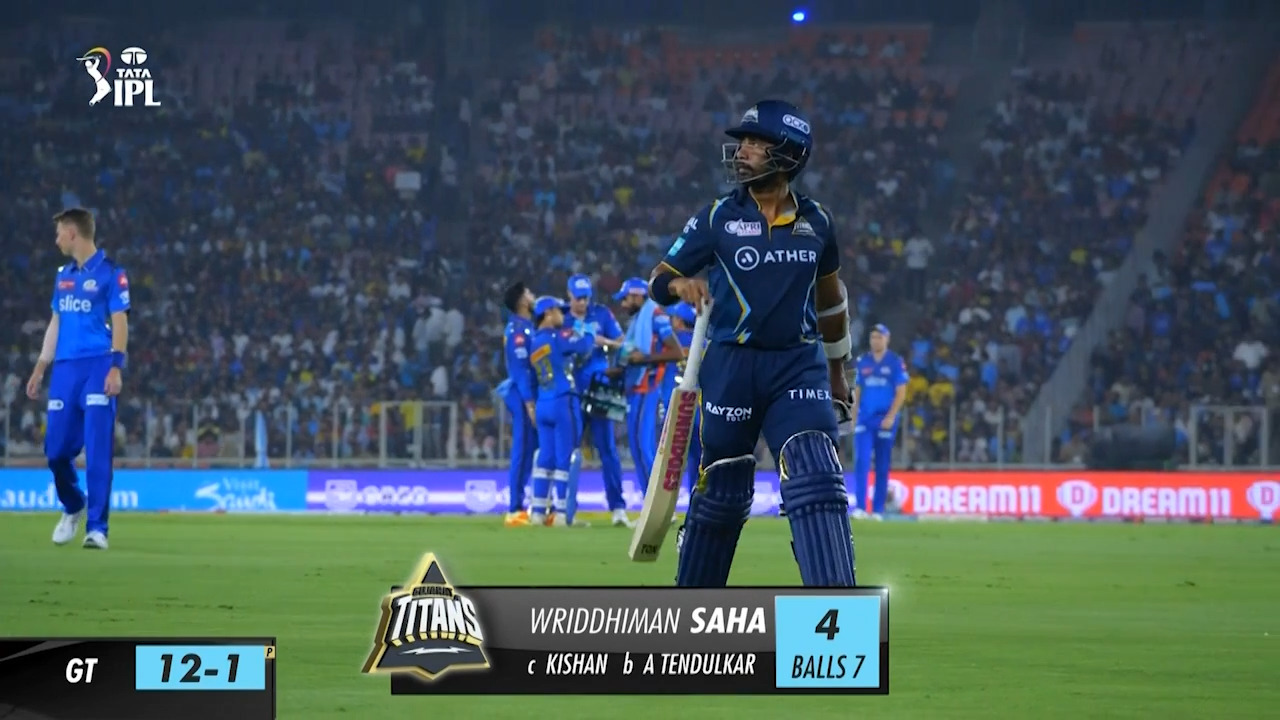 M35: GT vs MI – Wriddhiman Saha Wicket