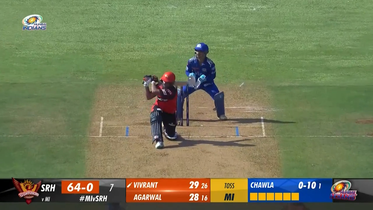 M69: MI vs SRH – Vivrant Sharma Six