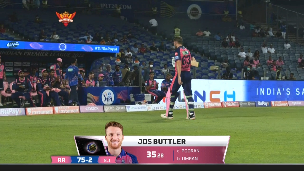 M05: SRH vs RR – Jos Buttler Wicket