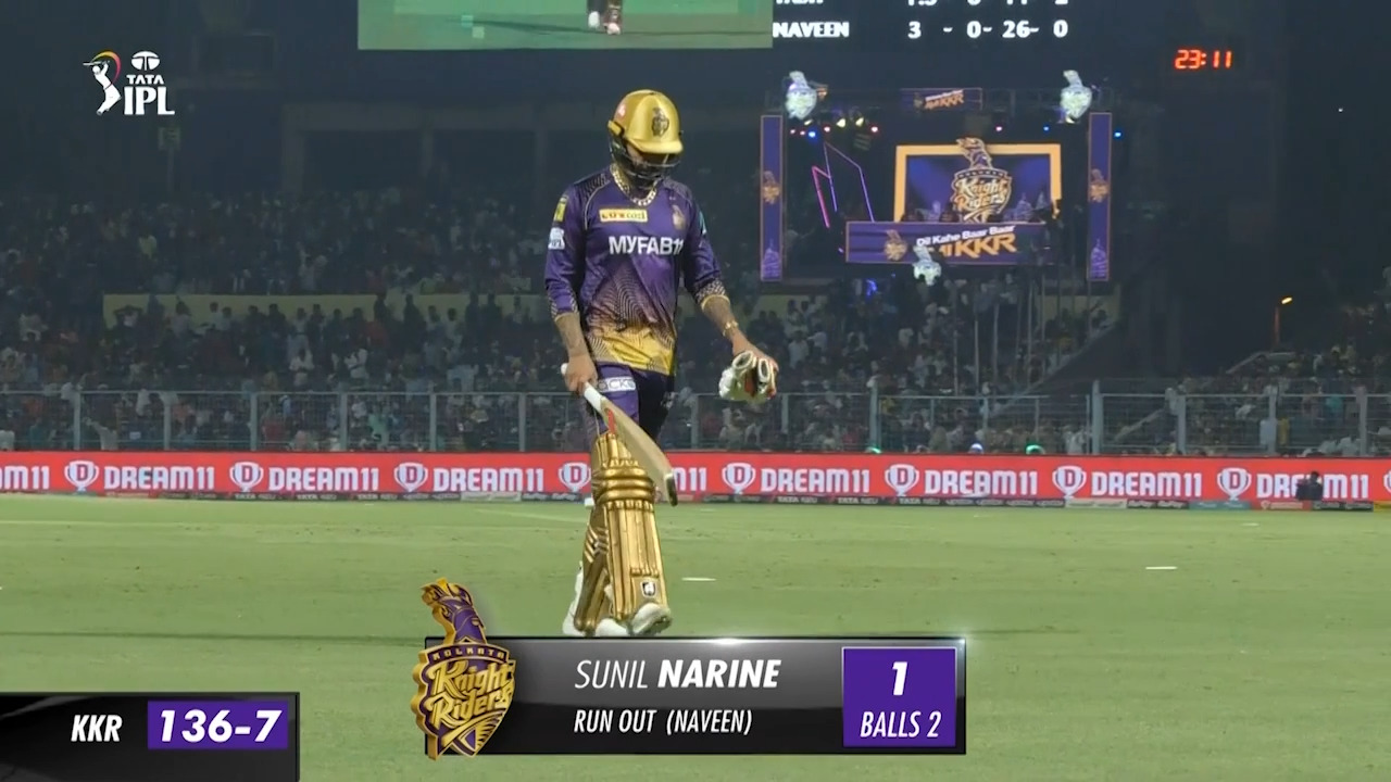 M68: KKR vs LSG – Sunil Narine Wicket background