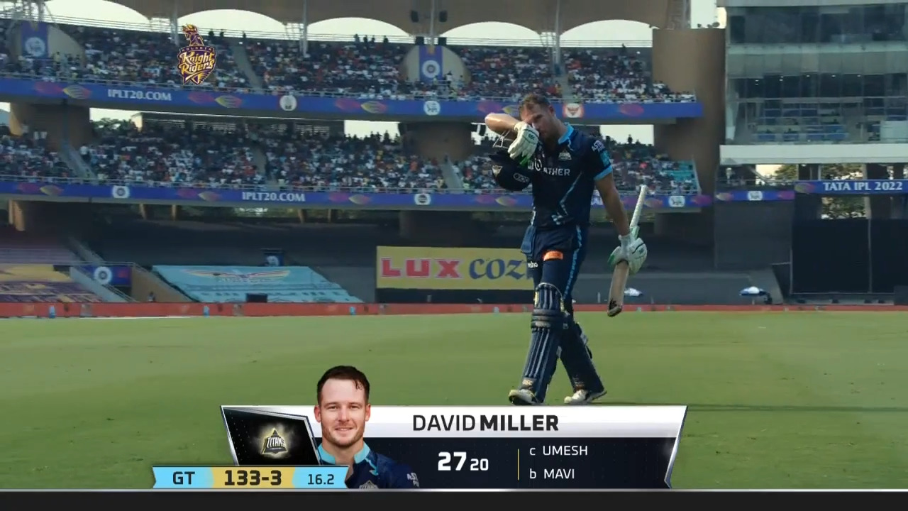 M35: KKR vs GT – David Miller Wicket background
