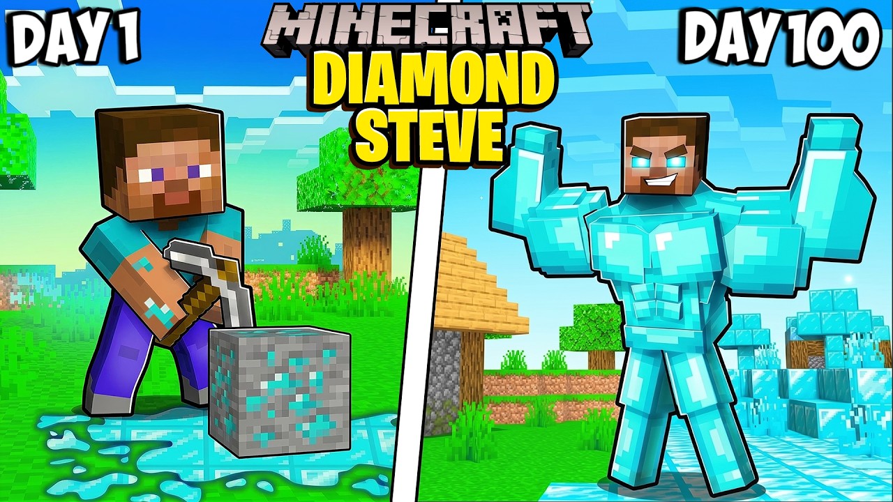 I Survived 100 Days as DIAMOND STEVE in Minecraft!