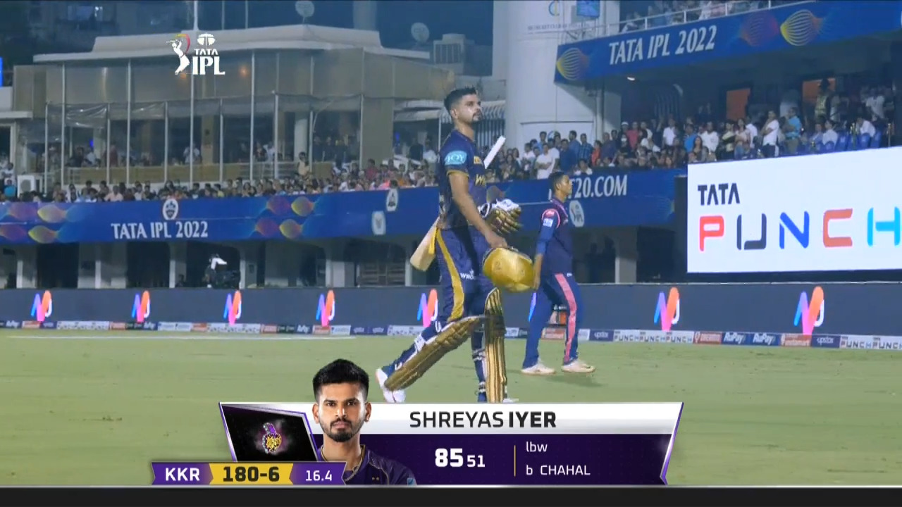 M30: RR vs KKR – Shreyas Iyer Wicket background