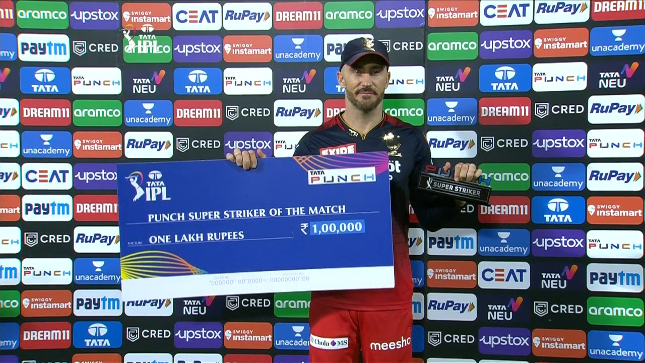 M49: RCB vs CSK – Punch Super Striker Of The Match – Faf Du Plessis