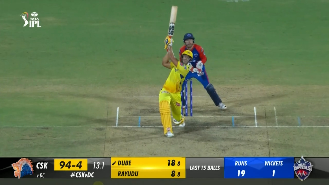M55: CSK vs DC – Shivam Dube Six