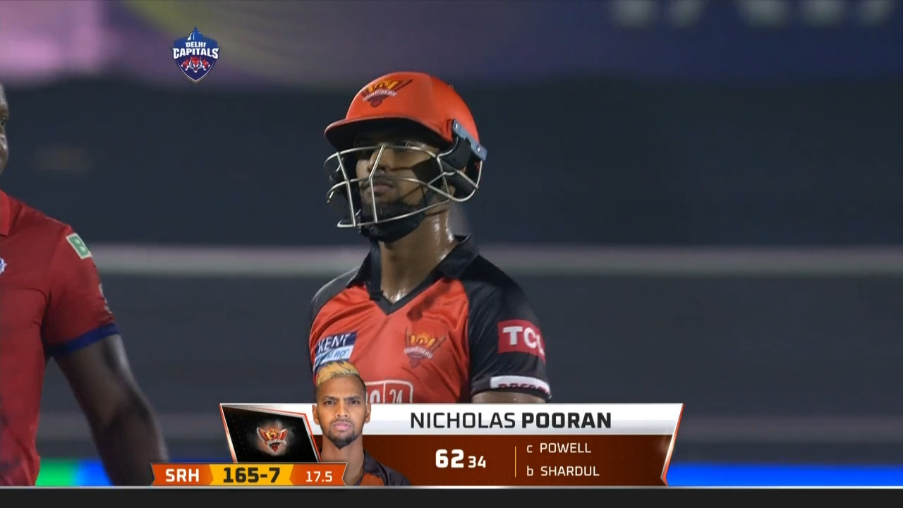 M50: DC vs SRH – Nicholas Pooran Wicket background