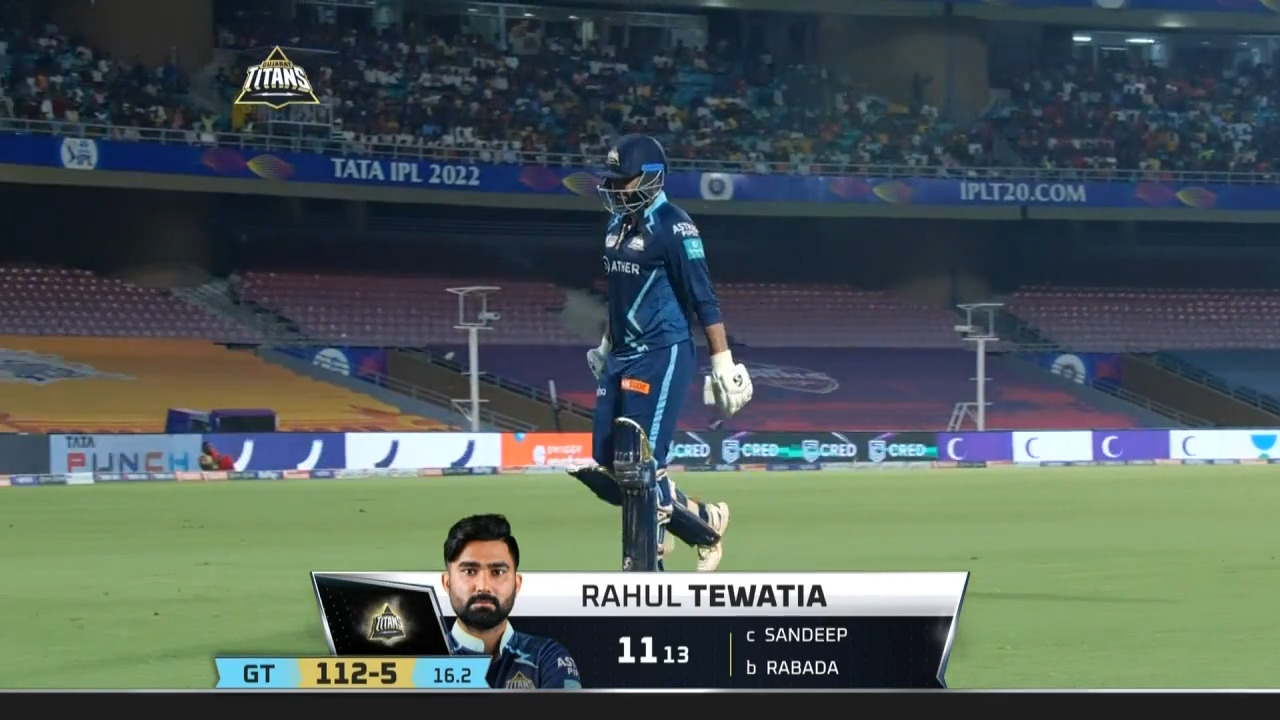 M48: GT vs PBKS – Rahul Tewatia Wicket background