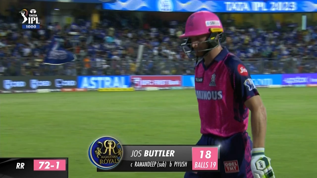 M42: MI vs RR – Jos Buttler Wicket